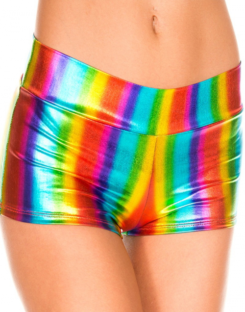 Short métallique lustré arc en ciel