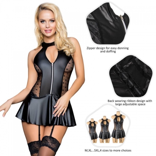 Lingerie jarretele sexy avec licou 